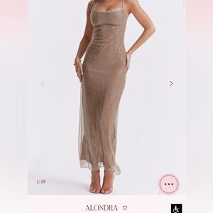 House of CB Gold Metallic Slip Maxi Dress